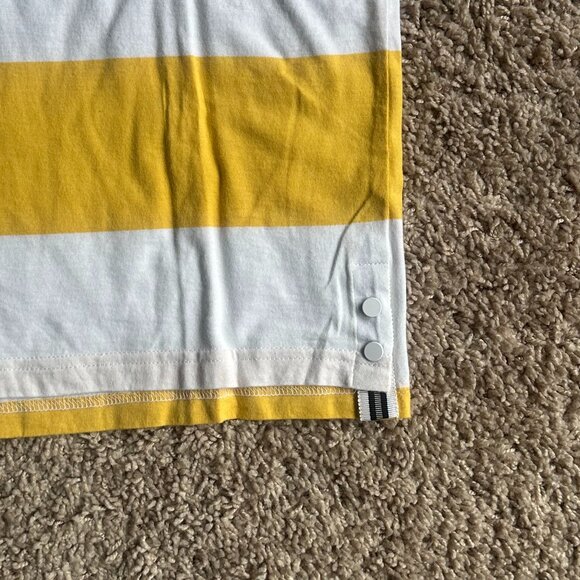 New SELECTED Yellow & White Striped Cotton T-Shirt - Size L (Unisex) - Picture 6 of 6